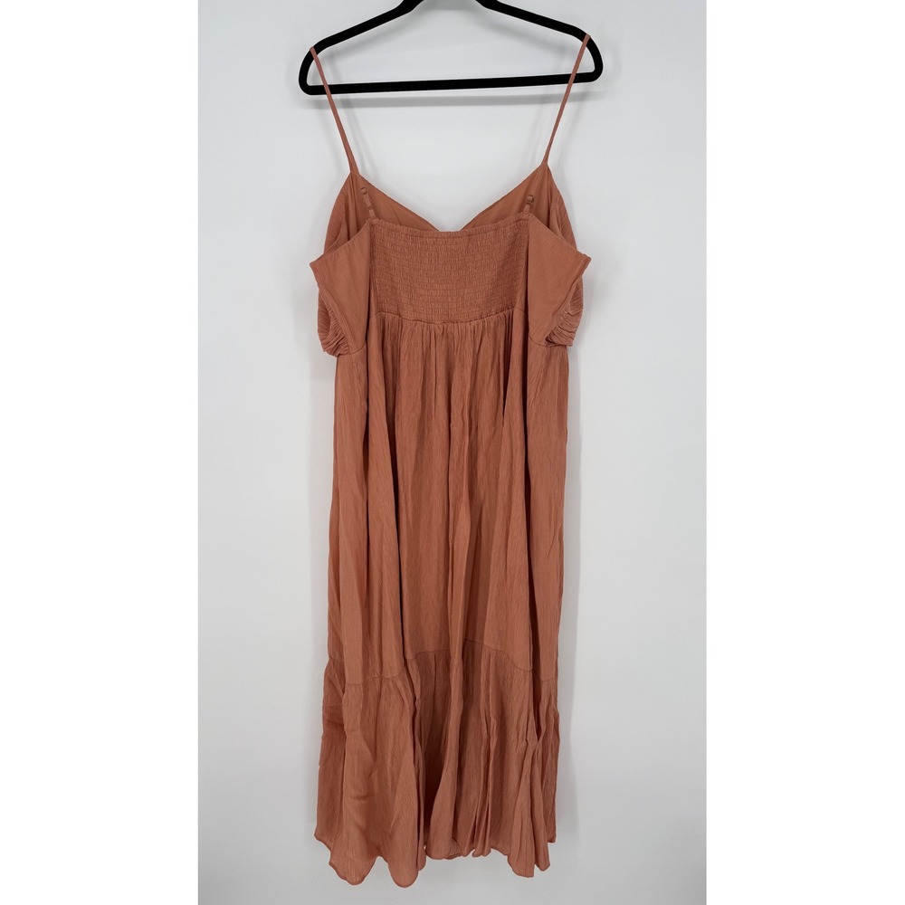 Abercrombie & Fitch Spaghetti‎ Strap Tiered Rust Peach Midi Dress XXL NWT - Picture 6 of 9
